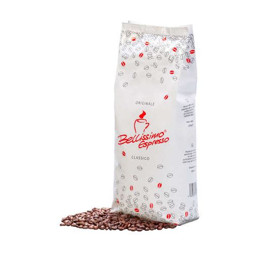 Cafea boabe BELLISSIMO Classico CAF0005, Sac de 1kg, Amestec de cafea Arabica (60%) si Robusta (40%)